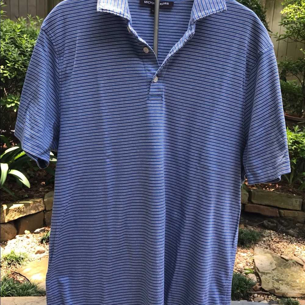 Michael Kors Blue Striped Polo Shirt